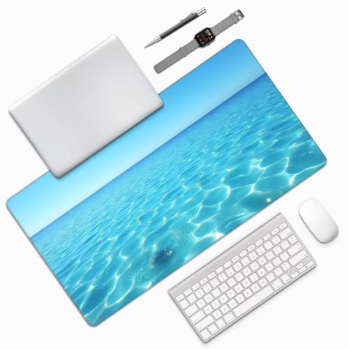 Großes Gaming-Mauspad, minimalistischer blauer Ozean-Druck, Schreibtisch-Tastatur-Pad, rutschfeste Schreibtischunterlage für Desktop-Tastatur und Maus, Mauspad für Büro, Heimzubehör, 40,6 x 74,5 cm Bild 7