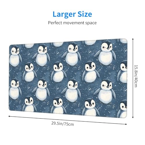 Großes Gaming-Mauspad, niedlicher Pinguin-Druck, Schreibtisch-Tastatur-Pad, rutschfeste Schreibtischunterlage für Desktop-Tastatur und Maus, Mauspad für Büro, Heimzubehör, 40,6 x 74,5 cm Bild 2
