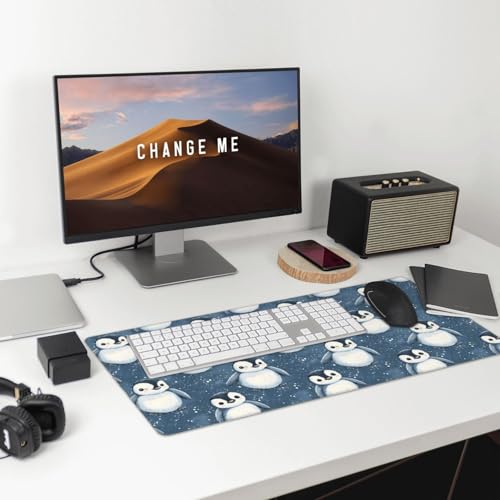 Großes Gaming-Mauspad, niedlicher Pinguin-Druck, Schreibtisch-Tastatur-Pad, rutschfeste Schreibtischunterlage für Desktop-Tastatur und Maus, Mauspad für Büro, Heimzubehör, 40,6 x 74,5 cm Bild 3