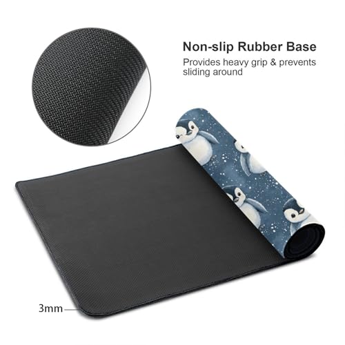 Großes Gaming-Mauspad, niedlicher Pinguin-Druck, Schreibtisch-Tastatur-Pad, rutschfeste Schreibtischunterlage für Desktop-Tastatur und Maus, Mauspad für Büro, Heimzubehör, 40,6 x 74,5 cm Bild 6