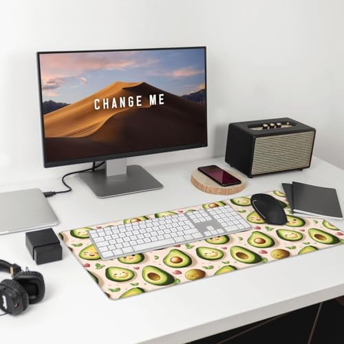 Großes Gaming-Mauspad, Cartoon-Design, niedlicher Avocado-Druck, Schreibtisch-Tastatur-Pad, rutschfeste Schreibtischunterlage für Desktop-Tastatur und Maus, Mauspad für Büro, Heimzubehör, 40,6 x 74,5 Bild 3