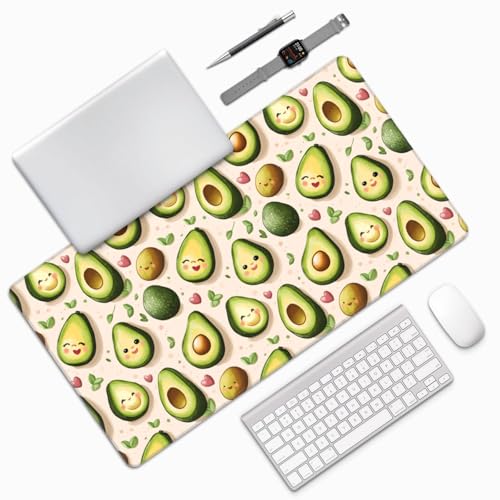 Großes Gaming-Mauspad, Cartoon-Design, niedlicher Avocado-Druck, Schreibtisch-Tastatur-Pad, rutschfeste Schreibtischunterlage für Desktop-Tastatur und Maus, Mauspad für Büro, Heimzubehör, 40,6 x 74,5 Bild 7