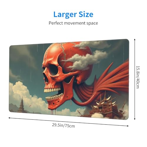 Großes Gaming-Mauspad, roter Gothic-Totenkopf-Druck, Schreibtisch-Tastatur-Pad, rutschfeste Schreibtischunterlage für Desktop-Tastatur und Maus, Mauspad für Büro, Heimzubehör, 40,6 x 74,5 cm Bild 2