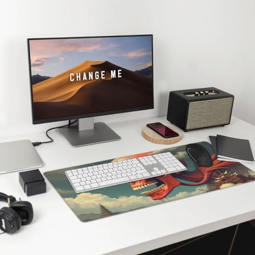 Großes Gaming-Mauspad, roter Gothic-Totenkopf-Druck, Schreibtisch-Tastatur-Pad, rutschfeste Schreibtischunterlage für Desktop-Tastatur und Maus, Mauspad für Büro, Heimzubehör, 40,6 x 74,5 cm Bild 3