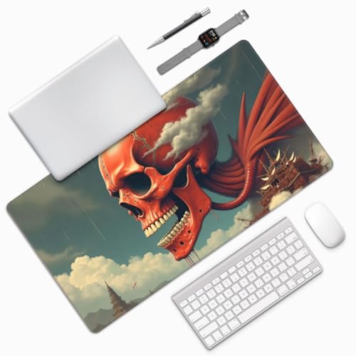 Großes Gaming-Mauspad, roter Gothic-Totenkopf-Druck, Schreibtisch-Tastatur-Pad, rutschfeste Schreibtischunterlage für Desktop-Tastatur und Maus, Mauspad für Büro, Heimzubehör, 40,6 x 74,5 cm Bild 7