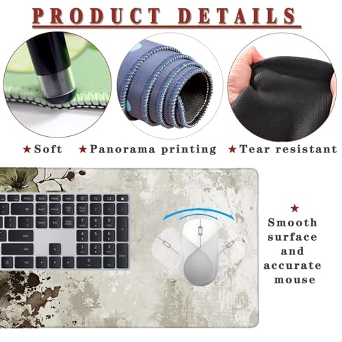 Mauspad XXL 1400x800x4mm Wasserdicht Schreibtischunterlage rutschfeste Speed Gaming Mousepad Shabby (3) Groß Desk Mouse Mat Maus Pad, Schreibtisch Unterlage Deko für PC, MacBook, Laptop, Home Office Bild 4
