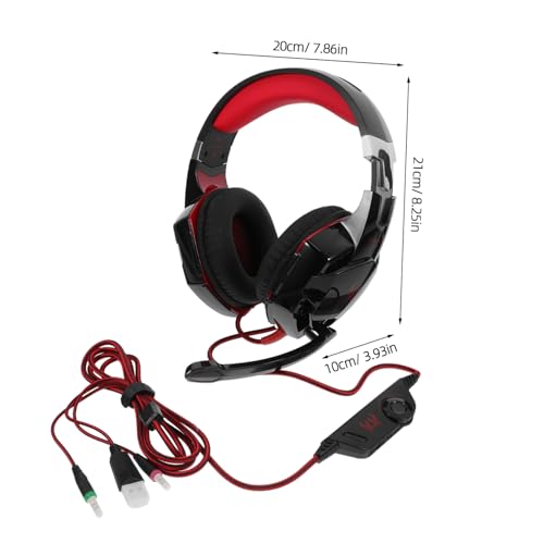 LABRIMP USB Gaming Headset mit Mikrofon Surround Sound und Vibration für Pc und Gaming Schwarz Rot Komfortable Over Ear Ohrpolster LED Lichter Langlebiges Kabel Bild 2