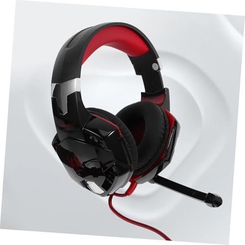 LABRIMP USB Gaming Headset mit Mikrofon Surround Sound und Vibration für Pc und Gaming Schwarz Rot Komfortable Over Ear Ohrpolster LED Lichter Langlebiges Kabel Bild 3