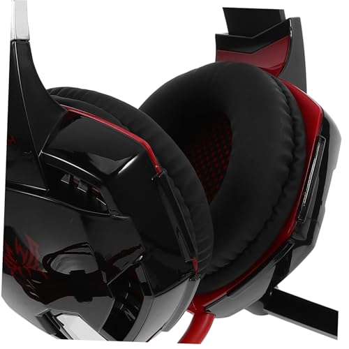 LABRIMP USB Gaming Headset mit Mikrofon Surround Sound und Vibration für Pc und Gaming Schwarz Rot Komfortable Over Ear Ohrpolster LED Lichter Langlebiges Kabel Bild 4