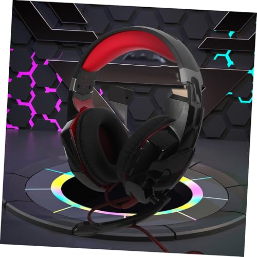 LABRIMP USB Gaming Headset mit Mikrofon Surround Sound und Vibration für Pc und Gaming Schwarz Rot Komfortable Over Ear Ohrpolster LED Lichter Langlebiges Kabel Bild 5
