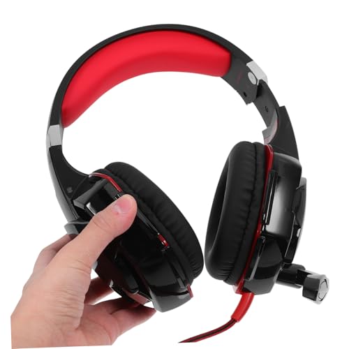 LABRIMP USB Gaming Headset mit Mikrofon Surround Sound und Vibration für Pc und Gaming Schwarz Rot Komfortable Over Ear Ohrpolster LED Lichter Langlebiges Kabel Bild 7