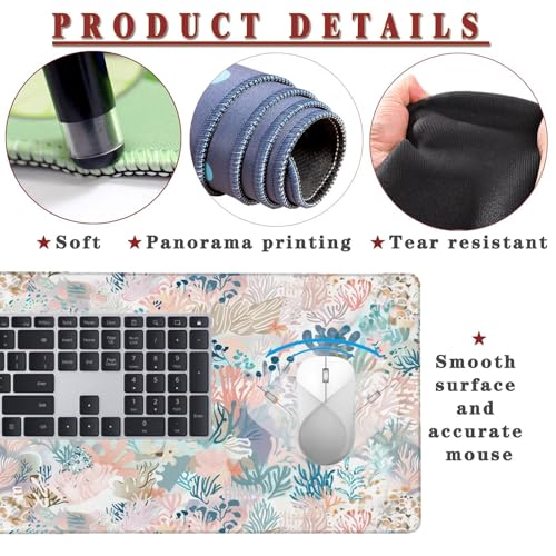 Mauspad XXL 1200x600x4mm Wasserdicht Schreibtischunterlage rutschfeste Speed Gaming Mousepad Sea Groß Desk Mouse Mat Maus Pad, Schreibtisch Unterlage Deko für PC, MacBook, Laptop, Home Office Bild 4