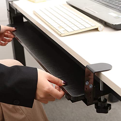 Schwarze Holz-Tastaturablage mit Gleitschienen – 53,3 x 25,4 cm Schreibtischverlängerung für Tastatur und Maus – platzsparende Lösung für Home Office & Gaming Setup Bild 4