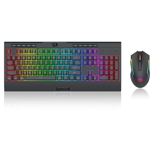 Redragon S151 PRO 3-Modus Wilreess Gaming-Tastatur & Maus-Kombination, 104 Tasten K525 RGB-Membrantastatur und 10000 DPI M616 Gaming-Maus-Paket, US-Layout Bild 1