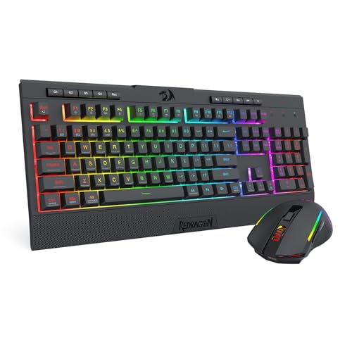 Redragon S151 PRO 3-Modus Wilreess Gaming-Tastatur & Maus-Kombination, 104 Tasten K525 RGB-Membrantastatur und 10000 DPI M616 Gaming-Maus-Paket, US-Layout Bild 2