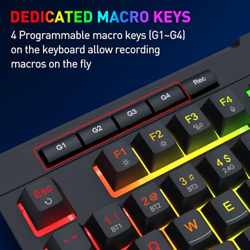 Redragon S151 PRO 3-Modus Wilreess Gaming-Tastatur & Maus-Kombination, 104 Tasten K525 RGB-Membrantastatur und 10000 DPI M616 Gaming-Maus-Paket, US-Layout Bild 4