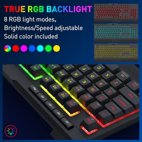 Redragon S151 PRO 3-Modus Wilreess Gaming-Tastatur & Maus-Kombination, 104 Tasten K525 RGB-Membrantastatur und 10000 DPI M616 Gaming-Maus-Paket, US-Layout Bild 5