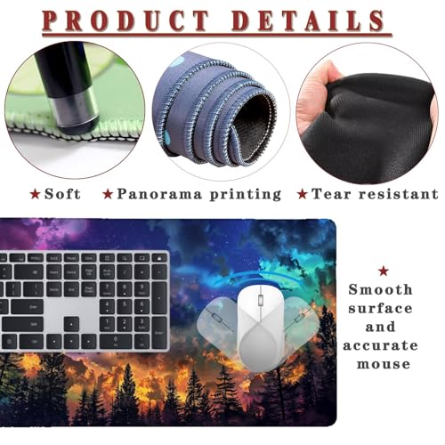 Mauspad XXL 1400x800x4mm Wasserdicht Schreibtischunterlage rutschfeste Speed Gaming Mousepad Sky (1) Groß Desk Mouse Mat Maus Pad, Schreibtisch Unterlage Deko für PC, MacBook, Laptop, Home Office Bild 4