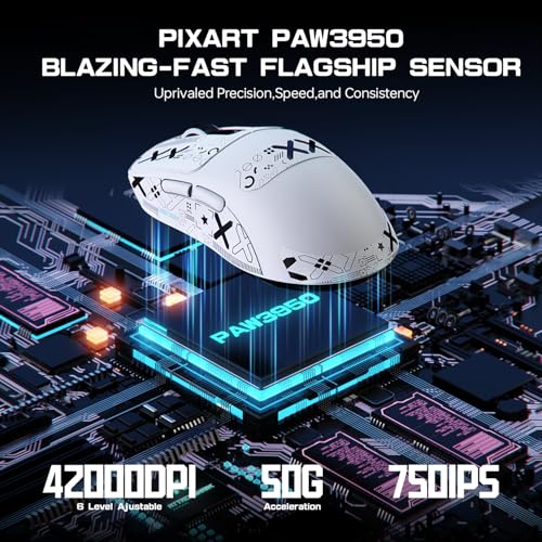 ATTACK SHARK X3MAX 49g Superlight Maus, PixArt PAW3950-Sensor, Bis zu 420000 DPI, 100M Klicks Optische Mikroschalter, BT/2,4G Kabellose/Kabelgebundene Gaming-Maus mit Spiralkabel, für PC/Xbox/PS5/Mac Bild 4