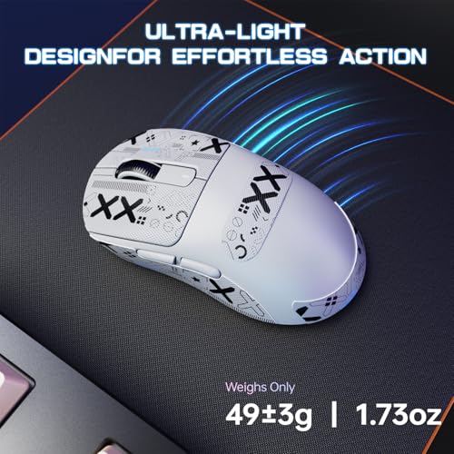 ATTACK SHARK X3MAX 49g Superlight Maus, PixArt PAW3950-Sensor, Bis zu 420000 DPI, 100M Klicks Optische Mikroschalter, BT/2,4G Kabellose/Kabelgebundene Gaming-Maus mit Spiralkabel, für PC/Xbox/PS5/Mac Bild 6