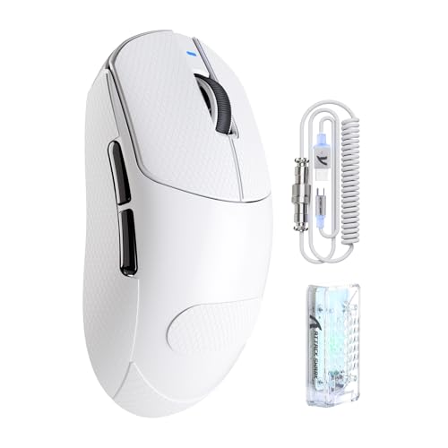 ATTACK SHARK X8PRO 55g ultraleichte Kabellose Gaming-Maus mit Spiralkabel & Griffband, Mittelgroße/Große Hände, 8K-Polling Rate, 2,4 G/Wied/BT, 500 mAh, 40K DPI, Optischer Sensor PAW3395 - Weiß Bild 1
