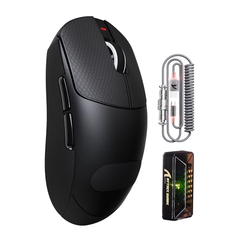 ATTACK SHARK X8PRO 55g ultraleichte Kabellose Gaming-Maus mit Spiralkabel & Griffband, Mittelgroße/Große Hände, 8K-Polling Rate, 2,4 G/Wied/BT, 500 mAh, 40K DPI, Optischer Sensor PAW3395 - Schwarz Bild 1