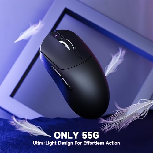 ATTACK SHARK X8PRO 55g ultraleichte Kabellose Gaming-Maus mit Spiralkabel & Griffband, Mittelgroße/Große Hände, 8K-Polling Rate, 2,4 G/Wied/BT, 500 mAh, 40K DPI, Optischer Sensor PAW3395 - Schwarz Bild 6