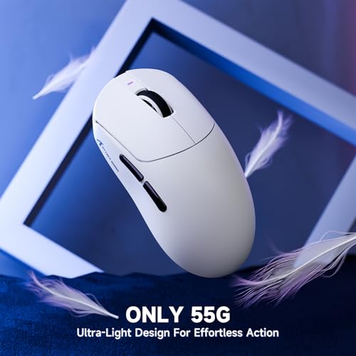 ATTACK SHARK X8PRO 55g ultraleichte Kabellose Gaming-Maus mit Spiralkabel, Mittelgroße/Große Hände, 8K-Polling Rate, Tri-Mode 2,4 G/Wied/BT, 500 mAh, 40.000DPI, Optischer Sensor PAW3395 - Weiß Bild 6