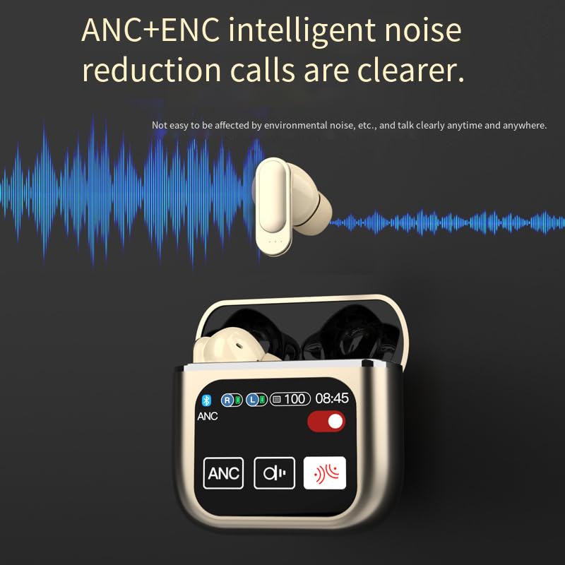 True Wireless Bluetooth-Kopfhörer, niedrige Latenz, 8H Spielzeit, Stereo-Gaming-Kopfhörer mit Mikrofon, ANC + ENC intelligentes Rauschen, HiFi-Sound, bequeme Passform im Ohr für Lauftraining, Schwarz Bild 2