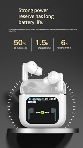 True Wireless Bluetooth-Kopfhörer, niedrige Latenz, 8H Spielzeit, Stereo-Gaming-Kopfhörer mit Mikrofon, ANC + ENC intelligentes Rauschen, HiFi-Sound, bequeme Passform im Ohr für Lauftraining, Schwarz Bild 3