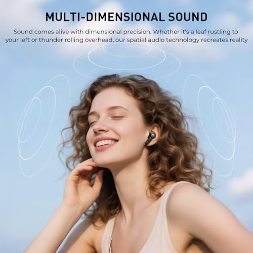 havit SPACE NC01T Wireless Earbuds, Up to 45dB Hybrid ANC, 6 Mics AI ENC Call Wireless Earphones with Spatial Audio, Bluetooth 13.7 cm Ear Headphones, 30H Battery Life and IPX5 Bild 3