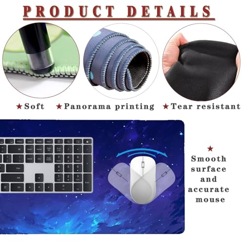 Mauspad XXL 1400x800x4mm Wasserdicht Schreibtischunterlage rutschfeste Speed Gaming Mousepad Sky (7) Groß Desk Mouse Mat Maus Pad, Schreibtisch Unterlage Deko für PC, MacBook, Laptop, Home Office Bild 4
