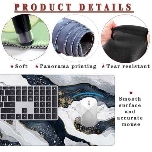 Mauspad XXL 1400x800x4mm Wasserdicht Schreibtischunterlage rutschfeste Speed Gaming Mousepad Snow (1) Groß Desk Mouse Mat Maus Pad, Schreibtisch Unterlage Deko für PC, MacBook, Laptop, Home Office Bild 4