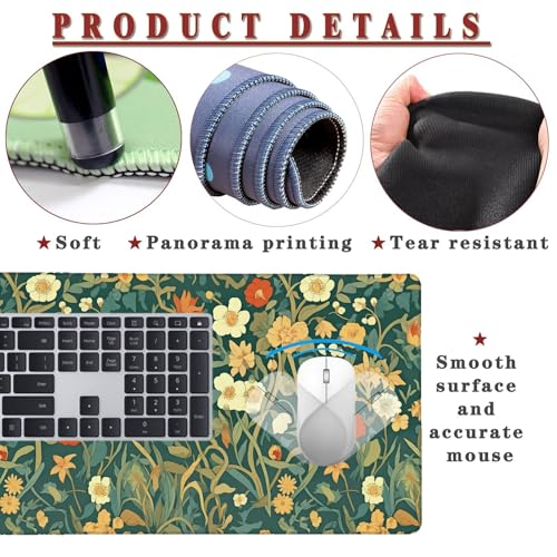 Mauspad XXL 1400x800x4mm Wasserdicht Schreibtischunterlage rutschfeste Speed Gaming Mousepad Spring (1) Groß Desk Mouse Mat Maus Pad, Schreibtisch Unterlage Deko für PC, MacBook, Laptop, Home Office Bild 4