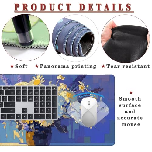 Mauspad XXL 1400x800x4mm Wasserdicht Schreibtischunterlage rutschfeste Speed Gaming Mousepad Spring (15) Groß Desk Mouse Mat Maus Pad, Schreibtisch Unterlage Deko für PC, MacBook, Laptop, Home Office Bild 4