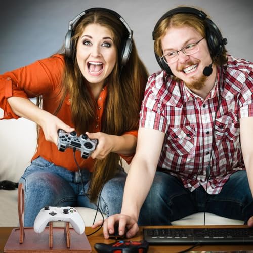 UNICRAFTALE Controller Halter Mit Kopfhörerständer Gaming Controller Ständer Aus Holz Indischrot Gamer Controller Halter Für Switch Headset Ständer Mit Aufbewahrungs Organizer 25x25x18cm Bild 5