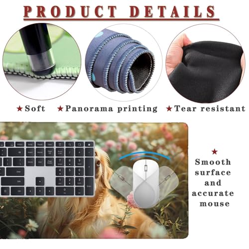 Mauspad XXL 900x600x4mm Wasserdicht Schreibtischunterlage rutschfeste Speed Gaming Mousepad Spring (9) Groß Desk Mouse Mat Maus Pad, Schreibtisch Unterlage Deko für PC, MacBook, Laptop, Home Office Bild 4