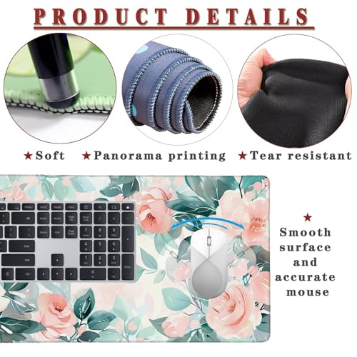 Mauspad XXL 900x600x4mm Wasserdicht Schreibtischunterlage rutschfeste Speed Gaming Mousepad Spring (3) Groß Desk Mouse Mat Maus Pad, Schreibtisch Unterlage Deko für PC, MacBook, Laptop, Home Office Bild 4
