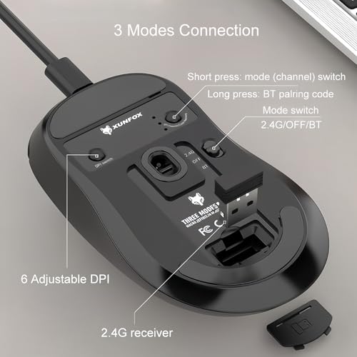 Kabellose Gaming Maus mit Tri-Mode 12000 DPI PU Sticker Wiederaufladbar PAW-3311 Sensor Lange Batterielebensdauer Bildschirm Anzeige für Laptop PC Computer Büro Zuhause Bild 3