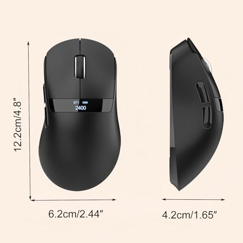 Kabellose Gaming Maus mit Tri-Mode 12000 DPI PU Sticker Wiederaufladbar PAW-3311 Sensor Lange Batterielebensdauer Bildschirm Anzeige für Laptop PC Computer Büro Zuhause Bild 5