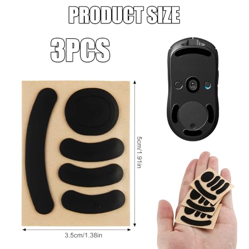 3er Set Mouse Feet Sticker kompatibel mit Logitech G Pro Wireless Gaming Ersatz Glider - Mausfüße passgenau - Maus Glides in Schwarz, Ultra Schnell, Abgerundet, Niedrige Reibung, Langlebig - Ersatz Bild 2