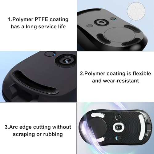3er Set Mouse Feet Sticker kompatibel mit Logitech G Pro Wireless Gaming Ersatz Glider - Mausfüße passgenau - Maus Glides in Schwarz, Ultra Schnell, Abgerundet, Niedrige Reibung, Langlebig - Ersatz Bild 4