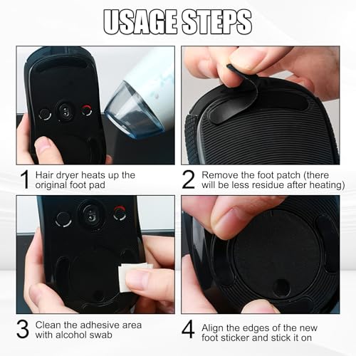 3er Set Mouse Feet Sticker kompatibel mit Logitech G Pro Wireless Gaming Ersatz Glider - Mausfüße passgenau - Maus Glides in Schwarz, Ultra Schnell, Abgerundet, Niedrige Reibung, Langlebig - Ersatz Bild 6