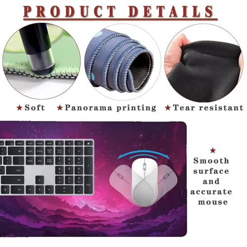 Mauspad XXL 900x600x4mm Wasserdicht Schreibtischunterlage rutschfeste Speed Gaming Mousepad Star (7) Groß Desk Mouse Mat Maus Pad, Schreibtisch Unterlage Deko für PC, MacBook, Laptop, Home Office Bild 4