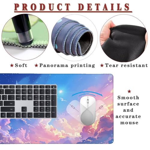 Mauspad XXL 900x600x4mm Wasserdicht Schreibtischunterlage rutschfeste Speed Gaming Mousepad Star (9) Groß Desk Mouse Mat Maus Pad, Schreibtisch Unterlage Deko für PC, MacBook, Laptop, Home Office Bild 4