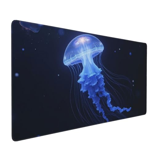 Großes Gaming-Mauspad, blaue Quallen-Druck, Schreibtisch-Tastatur-Pad, rutschfeste Schreibtischunterlage für Desktop-Tastatur und Maus, Mauspad für Büro, Heimzubehör, 40,6 x 80,9 cm Bild 1
