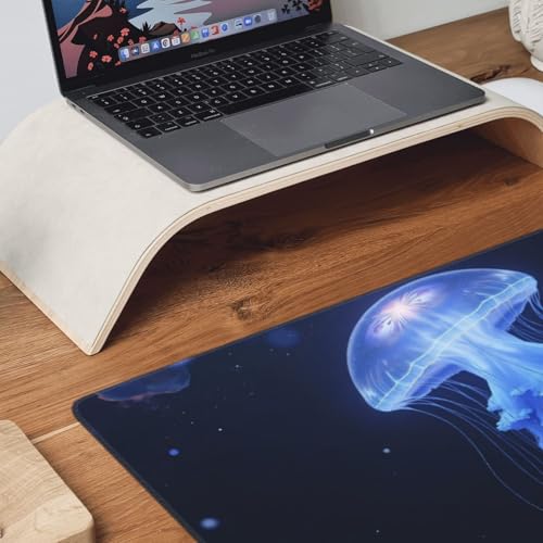 Großes Gaming-Mauspad, blaue Quallen-Druck, Schreibtisch-Tastatur-Pad, rutschfeste Schreibtischunterlage für Desktop-Tastatur und Maus, Mauspad für Büro, Heimzubehör, 40,6 x 80,9 cm Bild 3