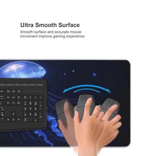 Großes Gaming-Mauspad, blaue Quallen-Druck, Schreibtisch-Tastatur-Pad, rutschfeste Schreibtischunterlage für Desktop-Tastatur und Maus, Mauspad für Büro, Heimzubehör, 40,6 x 80,9 cm Bild 5