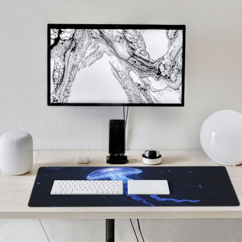 Großes Gaming-Mauspad, blaue Quallen-Druck, Schreibtisch-Tastatur-Pad, rutschfeste Schreibtischunterlage für Desktop-Tastatur und Maus, Mauspad für Büro, Heimzubehör, 40,6 x 80,9 cm Bild 7