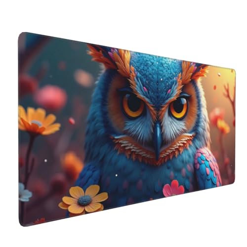 Großes Gaming-Mauspad, buntes Eulen-Druck, Schreibtisch-Tastatur-Pad, rutschfeste Schreibtischunterlage für Desktop-Tastatur und Maus, Mauspad für Büro, Heimzubehör, 40,6 x 80,9 cm Bild 1